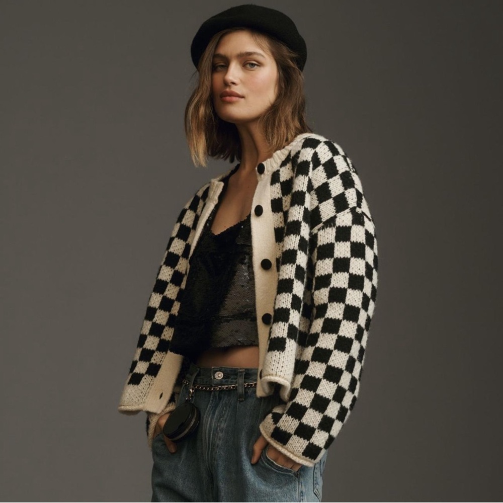 Desert Dreamer Checkerboard Cardigan Sweater